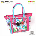 2015 lady fashion designer PVC colorful print handbag women's shopping bag
